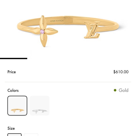 Louis Vuitton Jewelry - Louis Vuitton Gold Bracelet with Pink Detail